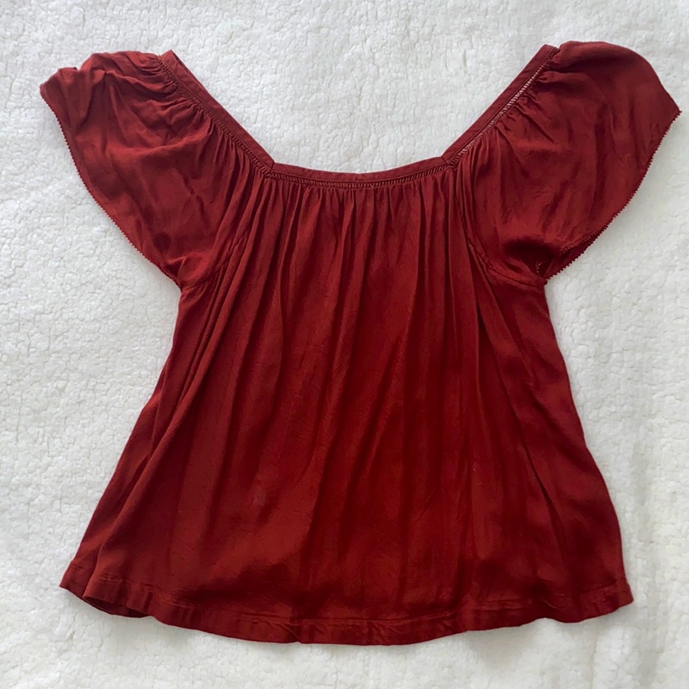 Mossimo Size Small Square Neck Flowly Blouse, Rust